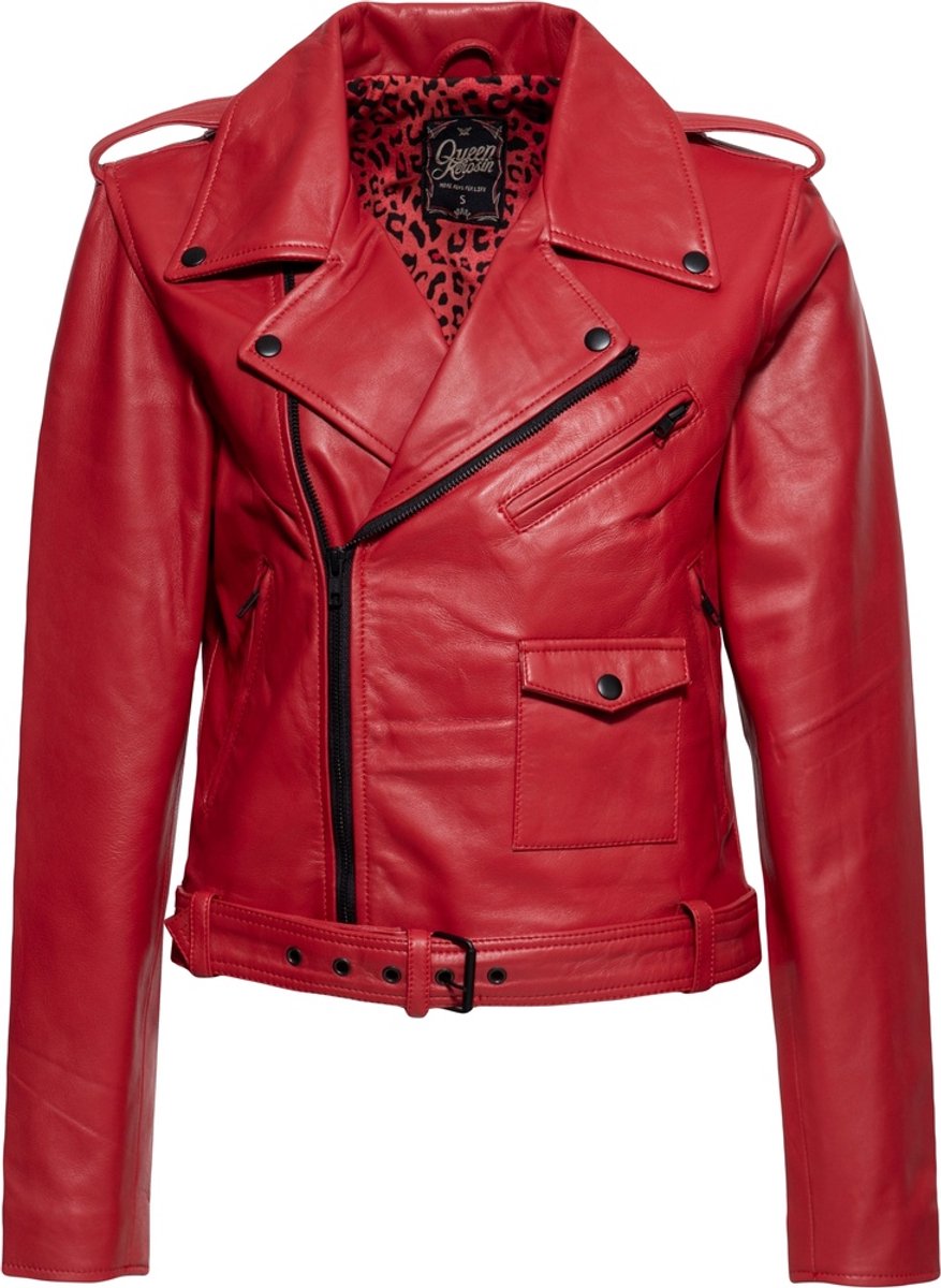 Queen Kerosin Damen Marlon Jacke Mit Leo Linning QKU49001 Red-XS