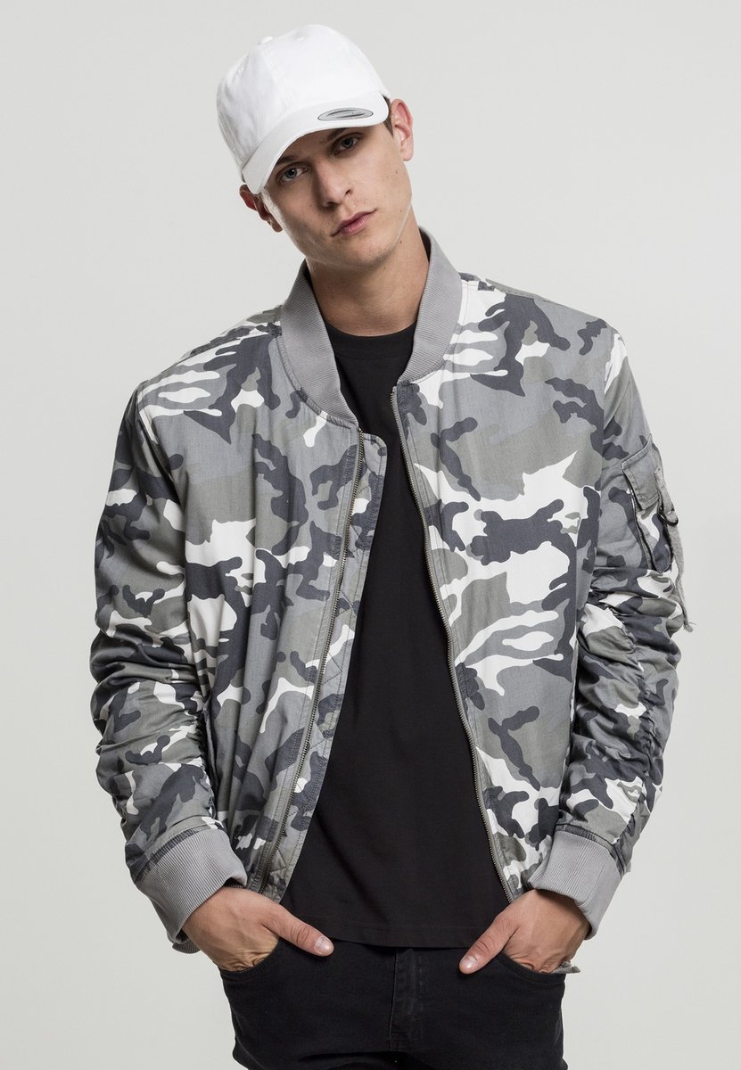 Urban Classics Vintage Camo Cotton Bomber jacket S Wit