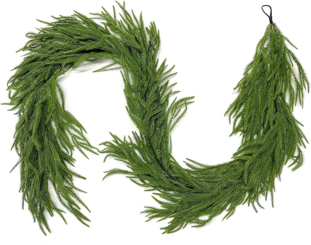 Kunstmatige kerstslinger - 2,7 m - Pine Garland - Kerstslinger - Prelit Kerstslinger - Lange faux groene slinger - Krans - Kerstboom Slinger - Kerstdecoratie - Voor vakantie, open haard, mantel, raam, trap, binnen, buitendecoratie - Groen