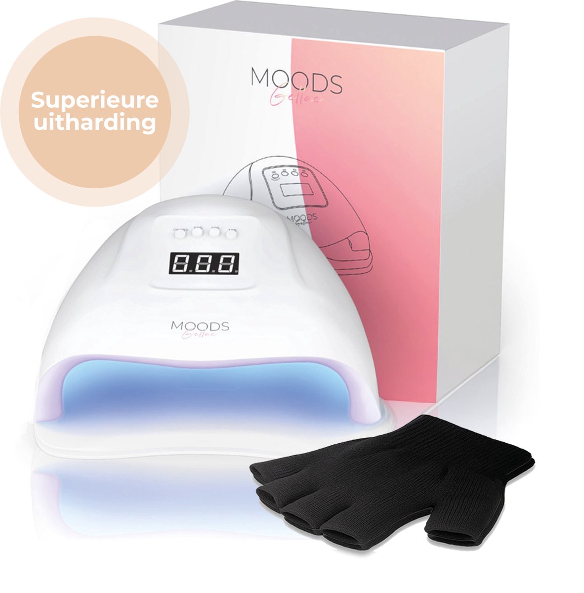 Moods Gellac Professionele Luxe Nagellamp - UV Lamp Gelnagels - Gellak Lamp - Nageldroger - Bedienbaar met Knoppen - Krachtige LED Lamp - Wit