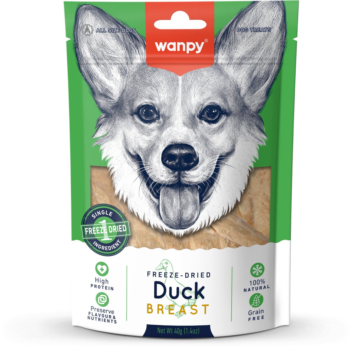 Wanpy - Gevriesdroogde Eend - hondensnack