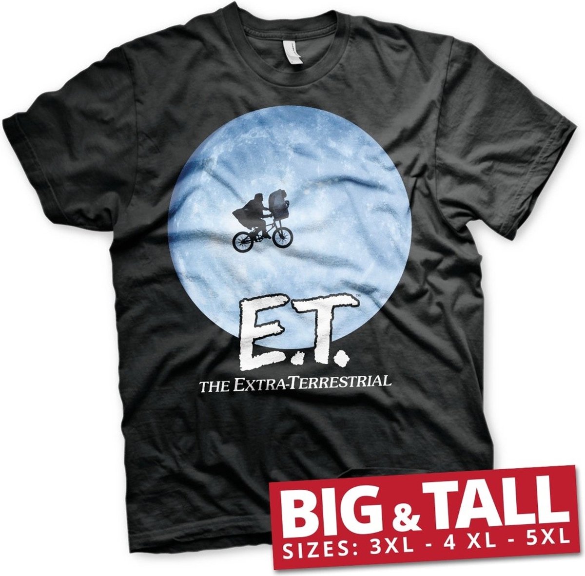 E.T. Bike In The Moon Big & Tall T-Shirt Black-4XL
