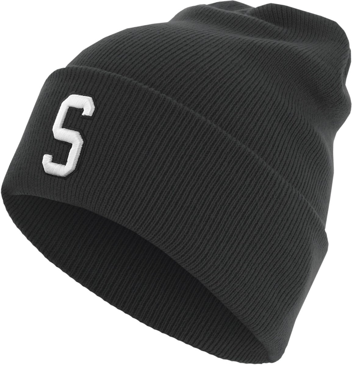 MSTRDS Zwarte muts Letter manchet Knit
