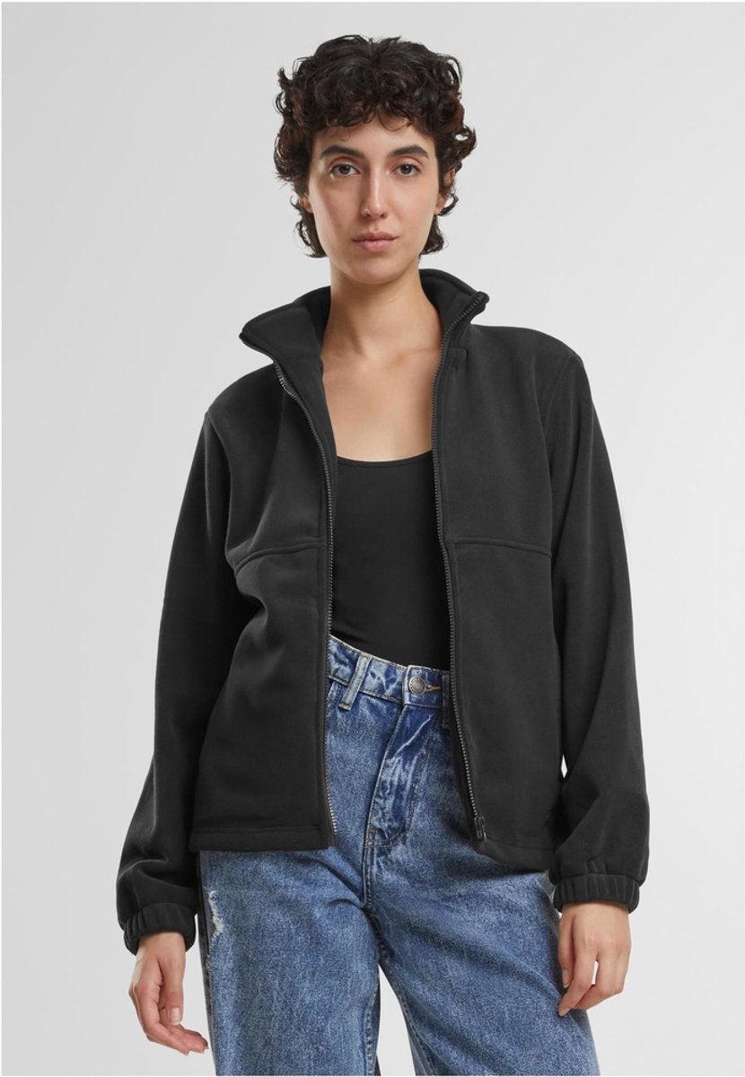 Urban Classics Dames Dubbel Polar Fleece Jacket Fleece Dames Zwart