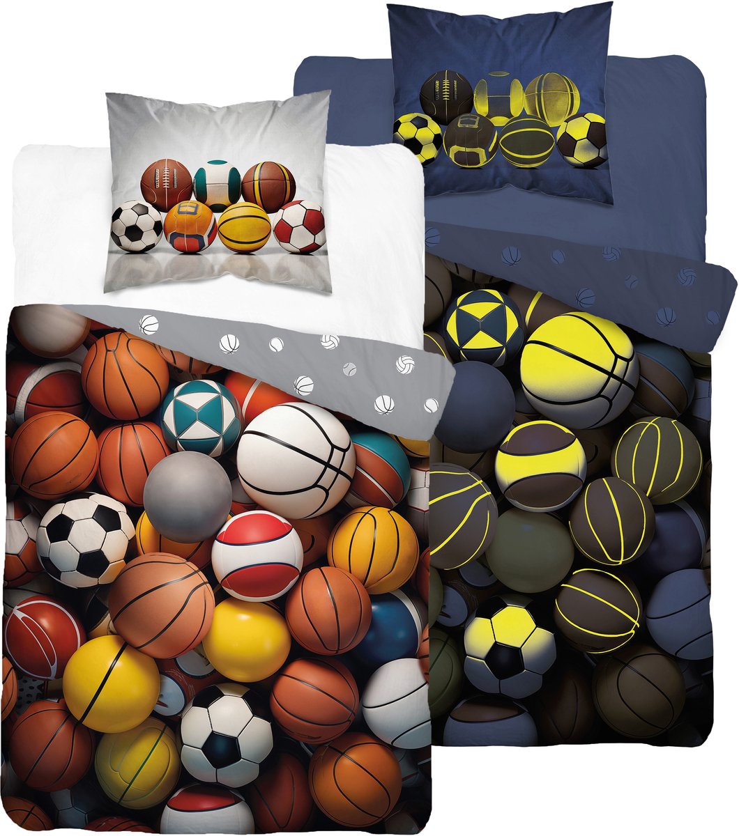 Basketball Dekbedovertrek 140x200 GroteKussensloop 70x80 KATOEN GLow in the Dark