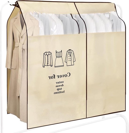 Housse de protection pour vêtements QPFO® 120x150 cm - Housse respirante anti-poussière avec fenêtre - Protection pour vêtements pour portant ou armoire