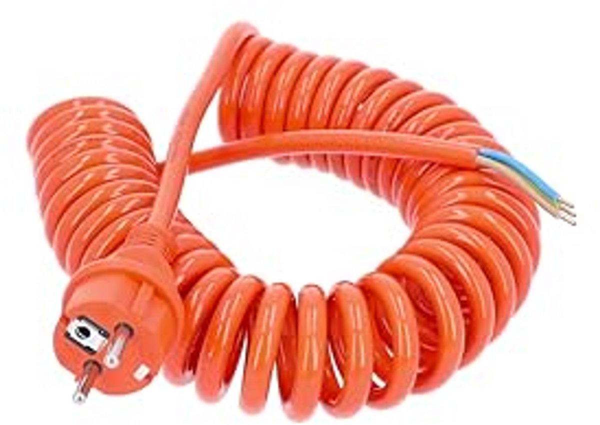 Aansluiting Opgerolde Kabel 230 V Uitschuifbaar Tot 2,5 Meter Oranje