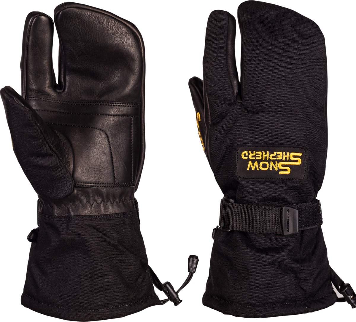 Snowshepherd - Lobster Handschoenen - Leer & CORDURA® - Waterdicht - Thinsulate 150g - Heren/Dames - Zwart - S