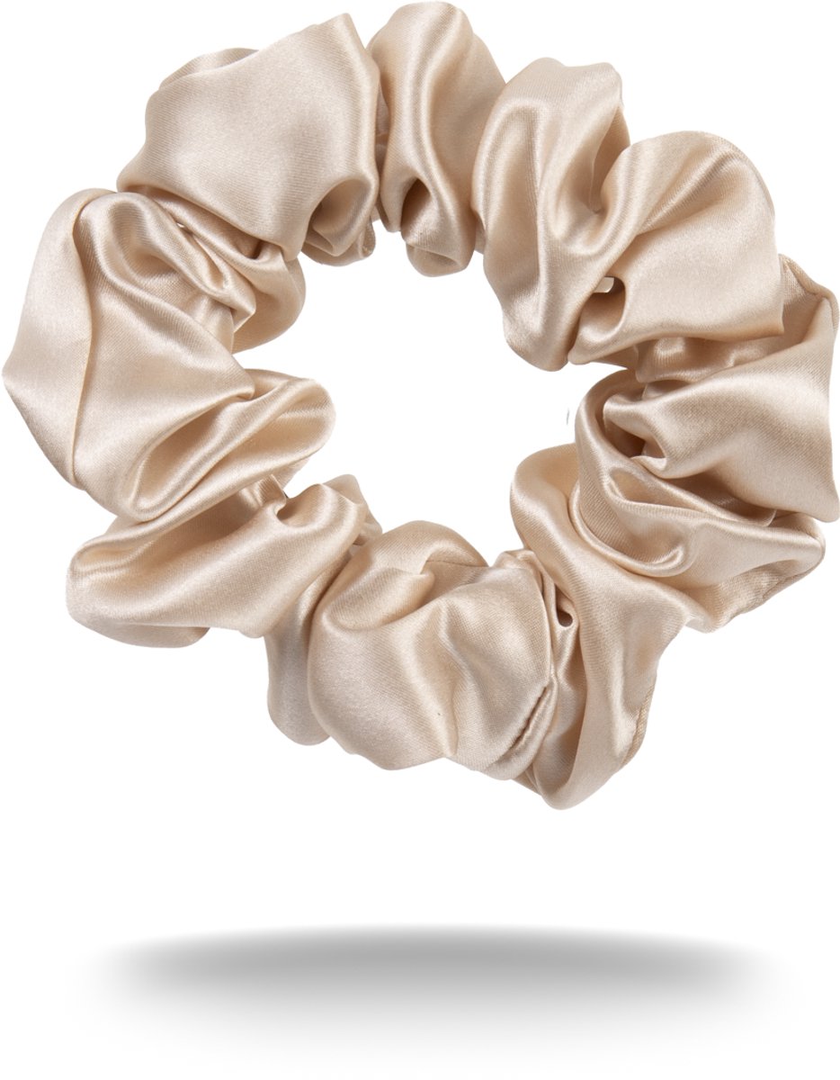 Scrunchie van 100% moerbeizijde - mulberry Silk - haar elastiek zonder haarbreuk - luxe scrunchie dames - Walure Aesthetics - medium size - champagne
