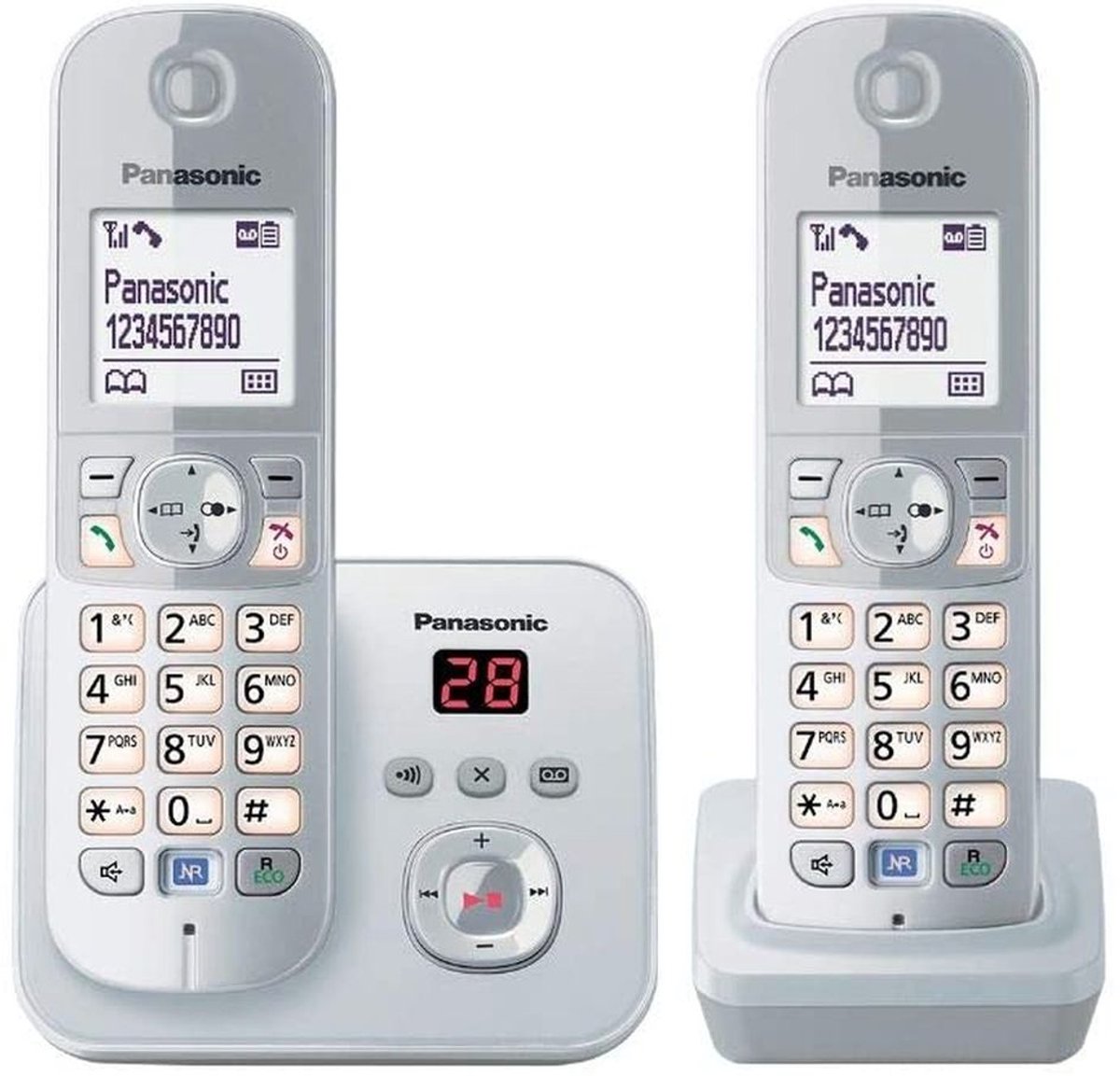Duo DECT draadloze telefoon - 2 handsets - antwoordapparaat - zilver - 6822