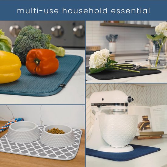 Isolatie mat - Absorberende - Omkeerbare Microvezel Droogmat voor Keuken - 41 cm x 46 cm - Wit Trellis van Merkloos — afbeelding 2