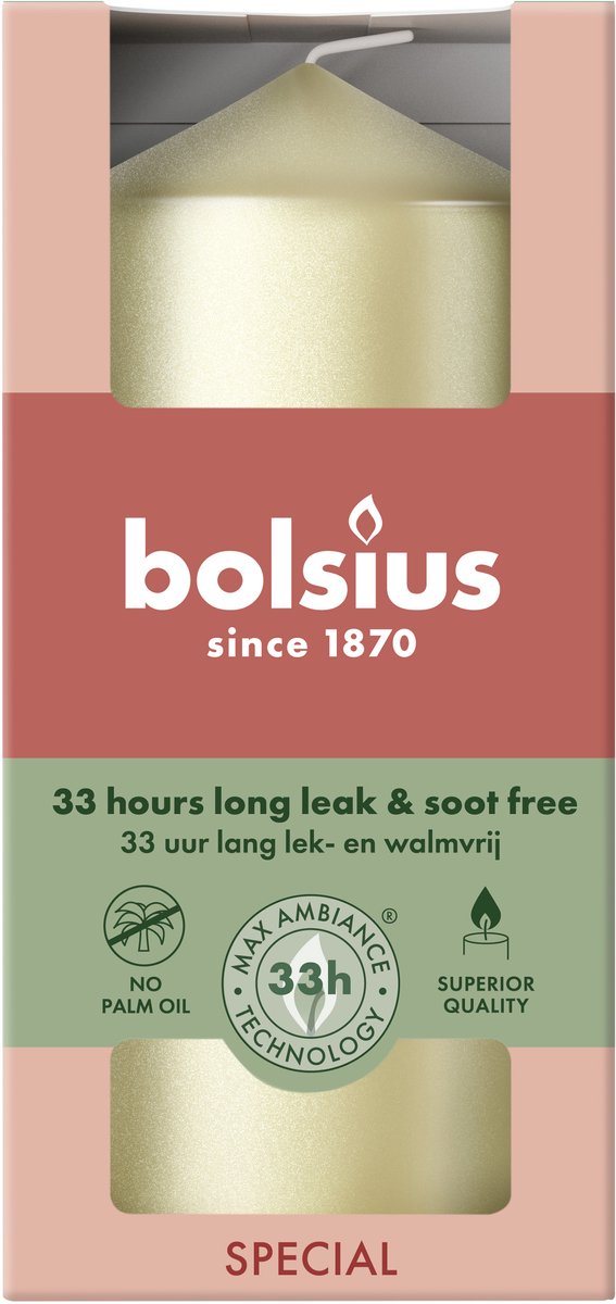 Bolsius Stompkaars - Metallic White Silver - 120/58