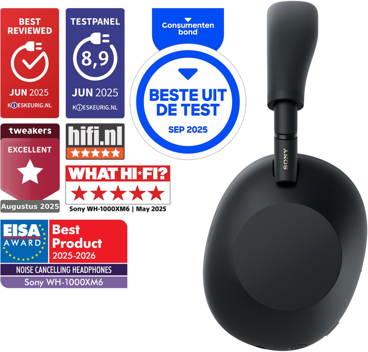 Sony WH-1000XM6 Draadloze Koptelefoon Noise Cancelling Zwart - afbeelding 2