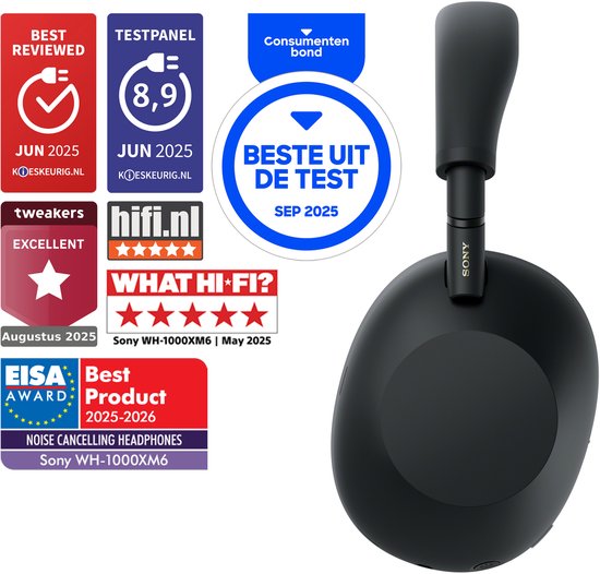 Sony WH-1000XM6 - Casque sans fil à réduction de bruit - Noir