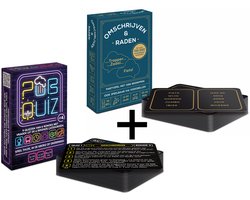 COMBI-DEAL: Pubquiz over 2025! (#4); 9 quizzen van 6 rondes - Kaartspel - Pocketformaat - totaal 198 vragen + Omschrijven & Raden #1 - 30 seconden tijdlimiet per 5 begrippen / 1080 begrippen - Pocketformaat (grote groepen)