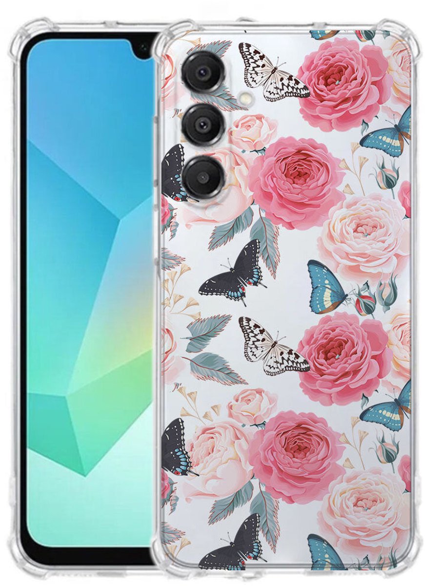 TPU Telefoonhoesje Samsung Galaxy A17 - Butterfly Roses schokabsorberende backcover