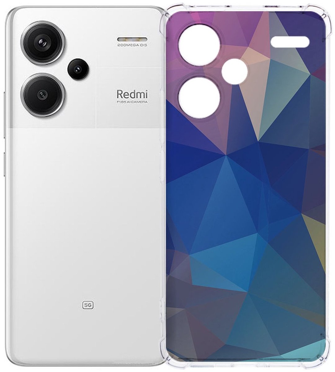 Xiaomi Redmi 13 Pro Plus Hoesje - Polygon Dark TPU Antishock