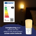 Energielabel A. Energ zuinig door sensor en LED. Past in het stopcontact zonder extra verbruik.