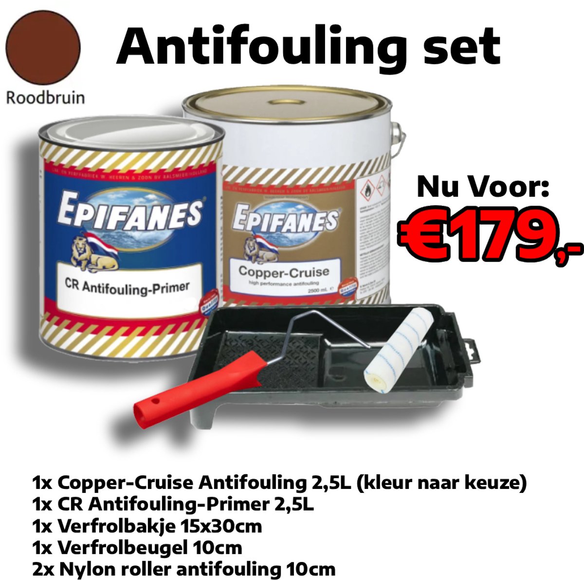 Epifanes - Antifouling Copper Cruise Roodbruin + CR Antifouling Primer - Set