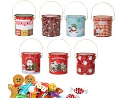 Kerstpakketten | 7 Stuks Dessert Container | Kerstsnoepdoos met Handvat en Deksel,voor Snoep Voedsel Feest Snack Dessert Chocolade