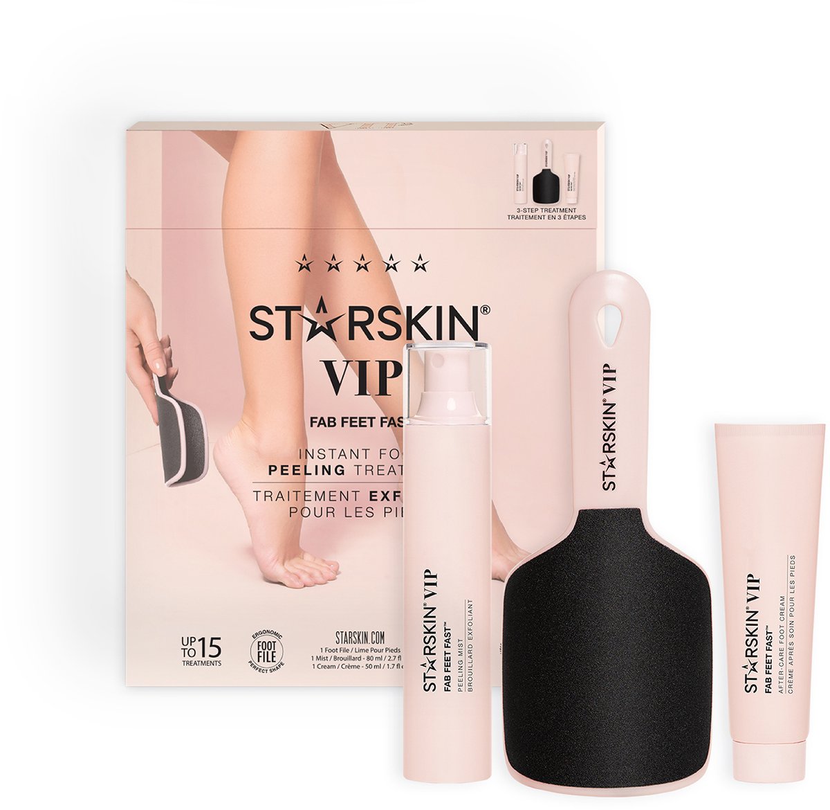 STARSKIN® Fab Feet Fast – Voetvijl / Eeltvijl Set – Exfoliërende Voetbehandeling voor Zachte & Eeltvrije Voeten – Korean Skincare met Peeling Mist & Verzorgende Voetencrème – Voor Eelt Verwijderen – 3-Delige Kit