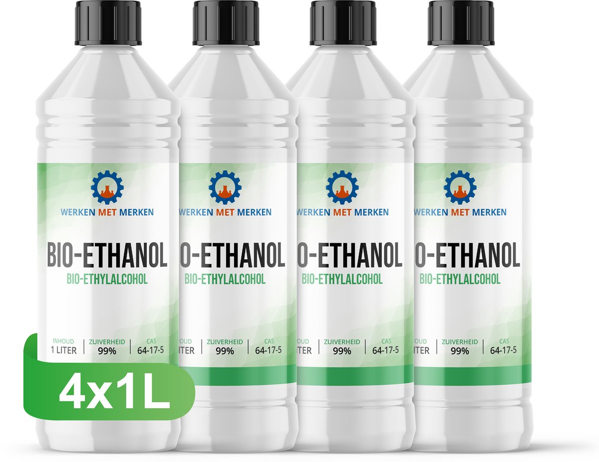 Bio-Ethanol 99% - Doos, 4 x 1 liter - Bio brandstof