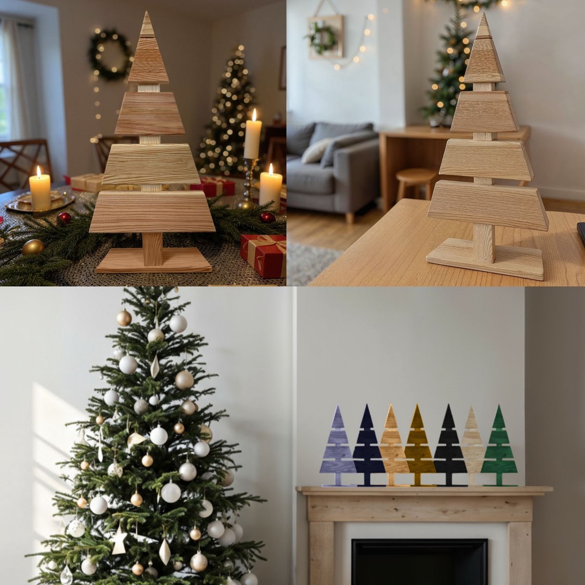 be4nature Kerstboom Hout Hoogte 60 cm Voetbreedte 27 cm Alternatief Kerstboom Decoratie Houten Kerstbomen Kleine DIY Houten Kerstboom Kerstmis Boom Beige