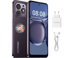 HOTWAV Note 13 Max Smartphone - 16GB/256GB - 5160 mAh Batterij - mobiele telefoon zonder abonnement - 4G Dual SIM - mobiele telefoon senioren - Met Transparante Hoes - Paars