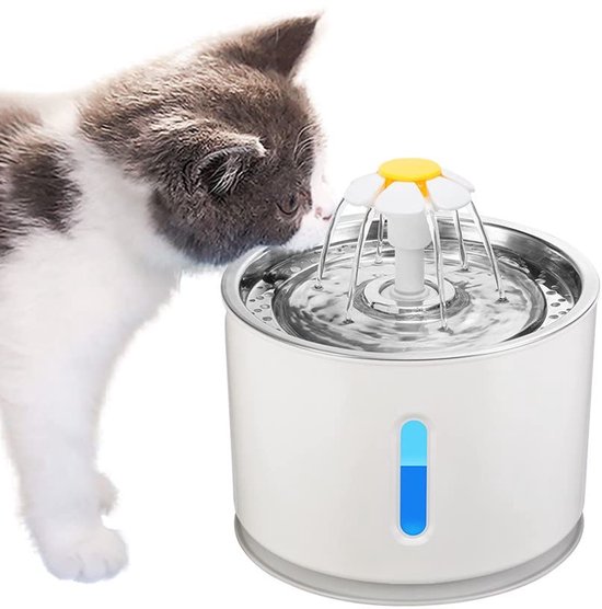 OIMG Katten Drinkbak - Kat - Hond - Waterdispenser - 2.4L - Automatische uitschakeling na watertekort - Drinkfontein voor huisdieren - RVS - Waterautomaat-Waterfontein Huisdieren - Water fontein - voor huisdieren Katten Drinkbak