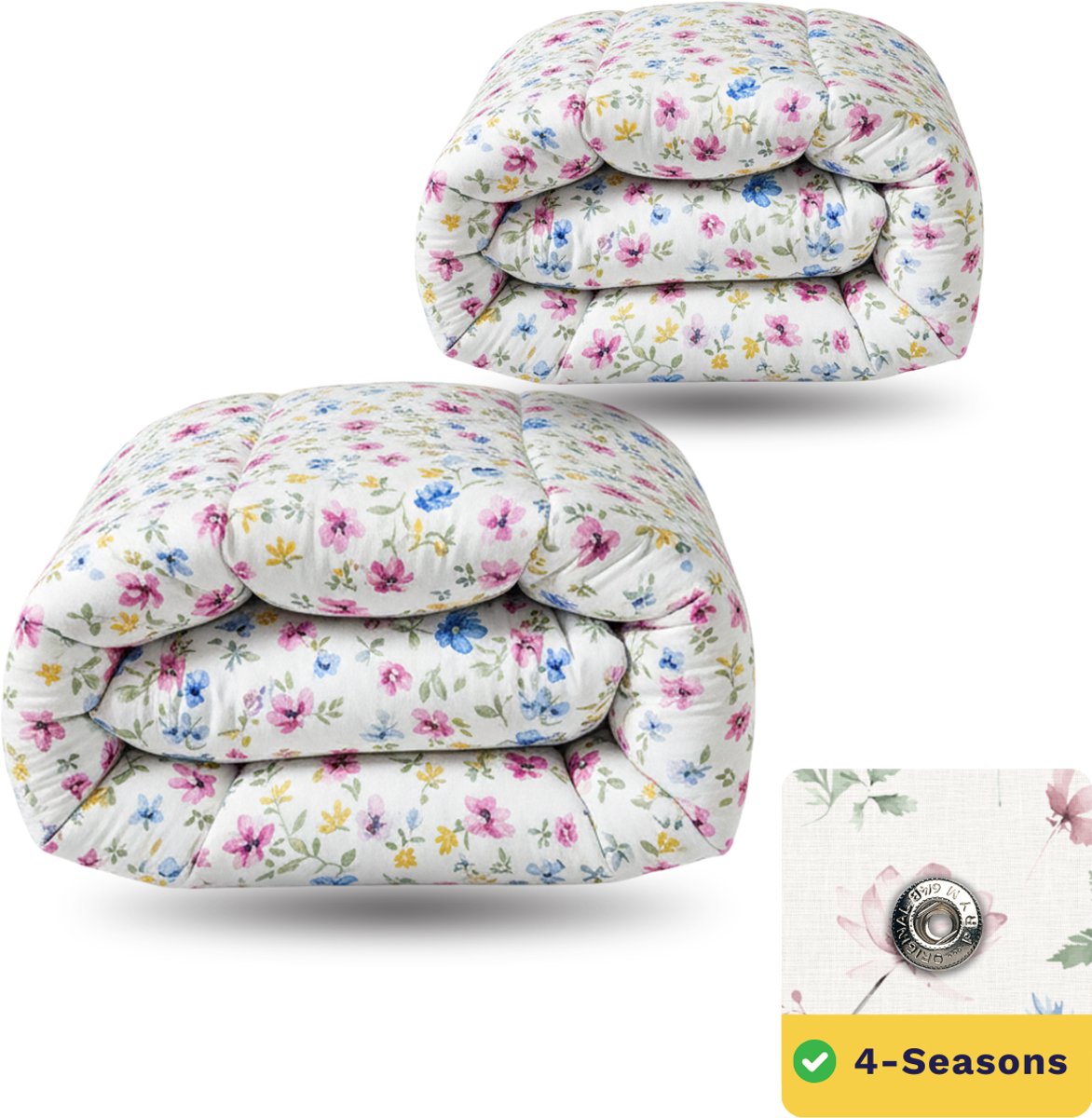 Zelesta Wonderbed Spring Bloom 140x200 - Dekbed zonder overtrek - 4 Seizoenen Dekbed - Wasbaar dekbed - Hoesloos dekbed - 2 in 1 Dekbed