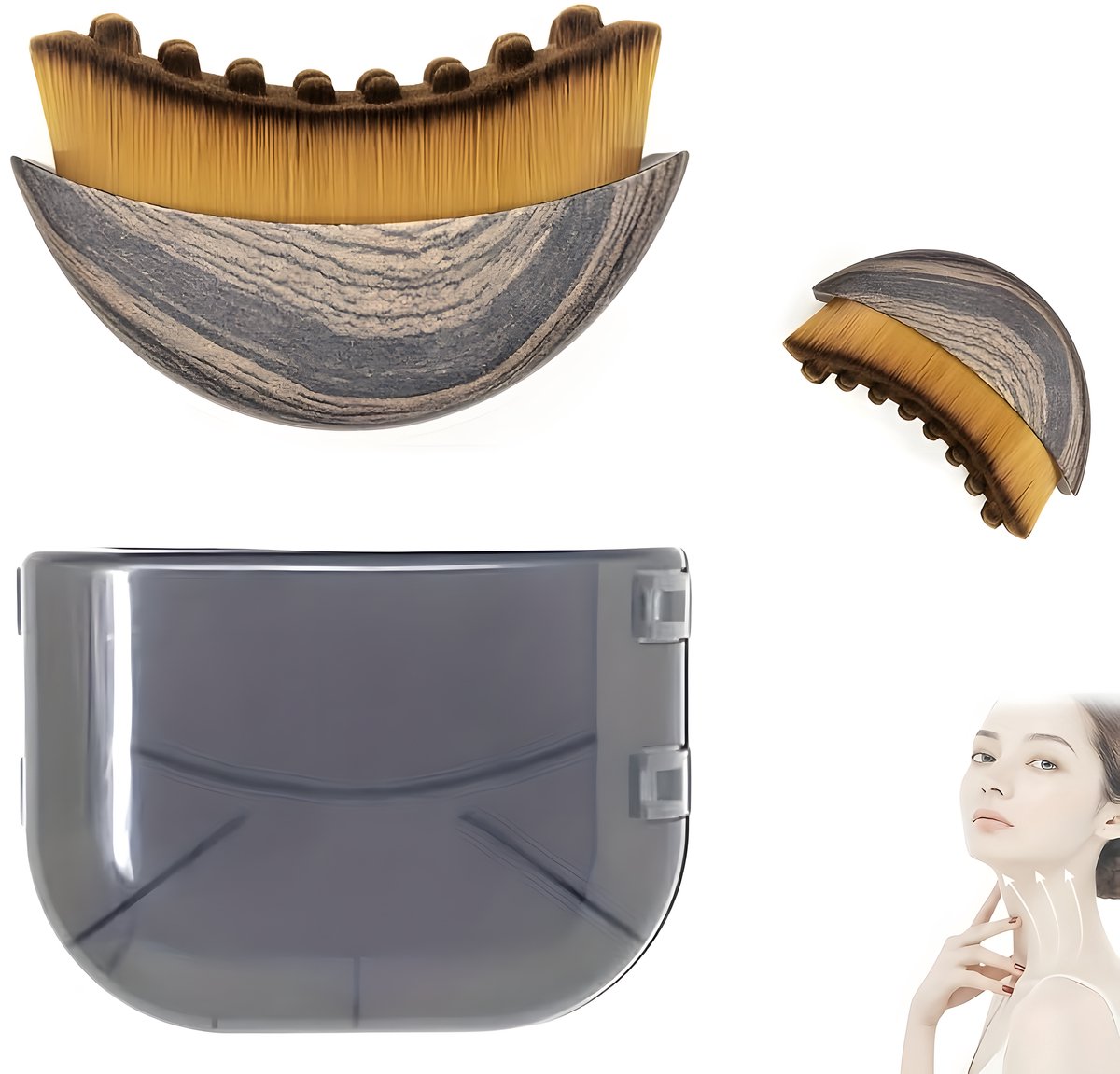Kahil Ergonomische Lichaams- & Gezichtsborstel met Lymphatische Contour – Zachte Polyester Huidborstel voor Massage, Exfoliatie & Ontspanning – Voor Gezicht & lichaam