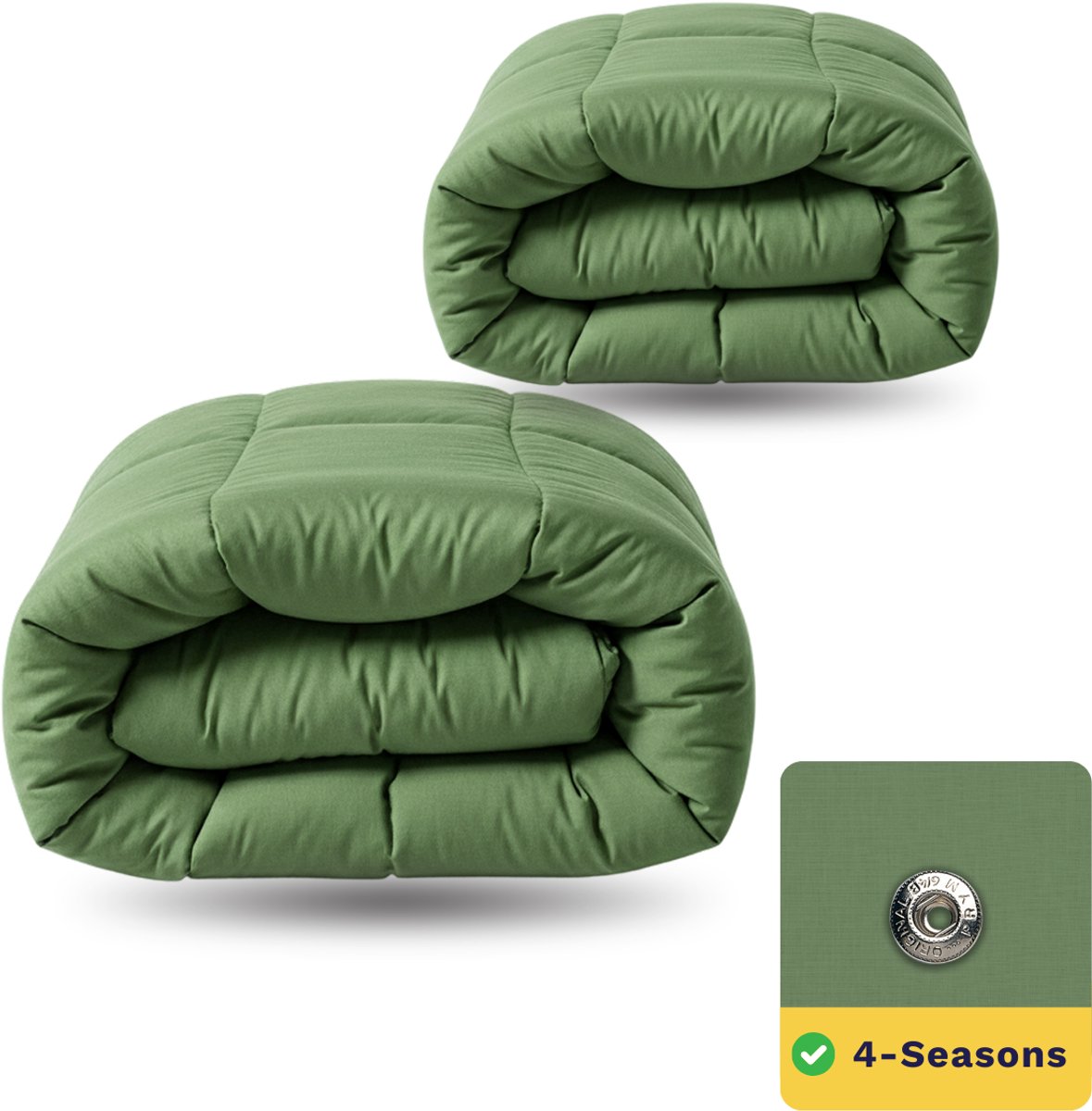 Zelesta Wonderbed Timeless Green 140x200 - Dekbed zonder overtrek - 4 Seizoenen Dekbed - Wasbaar dekbed - Hoesloos dekbed - 2 in 1 Dekbed