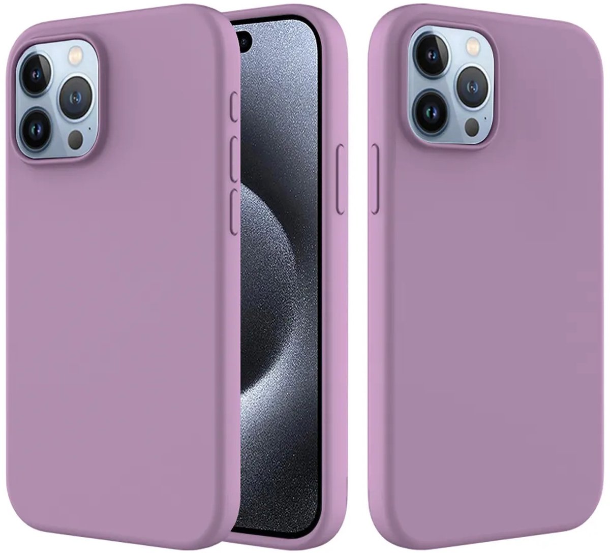 MobyDefend Hoesje - Geschikt voor iPhone 15 Pro Max - Matte Siliconen Backcover - Paars