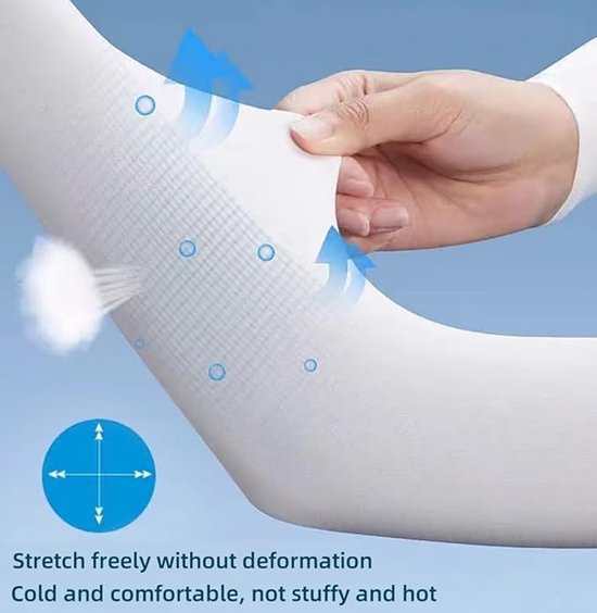4 stuks - Ice Silk Arm Sleeves - UV-beschermende armsleeves - Buitensportarmsleeves - Ice Silk Compressiearmsleeves - Fietsarmsleeves met bescherming tegen de zon - Geschikt voor mannen en vrouwen (wit) — afbeelding 3