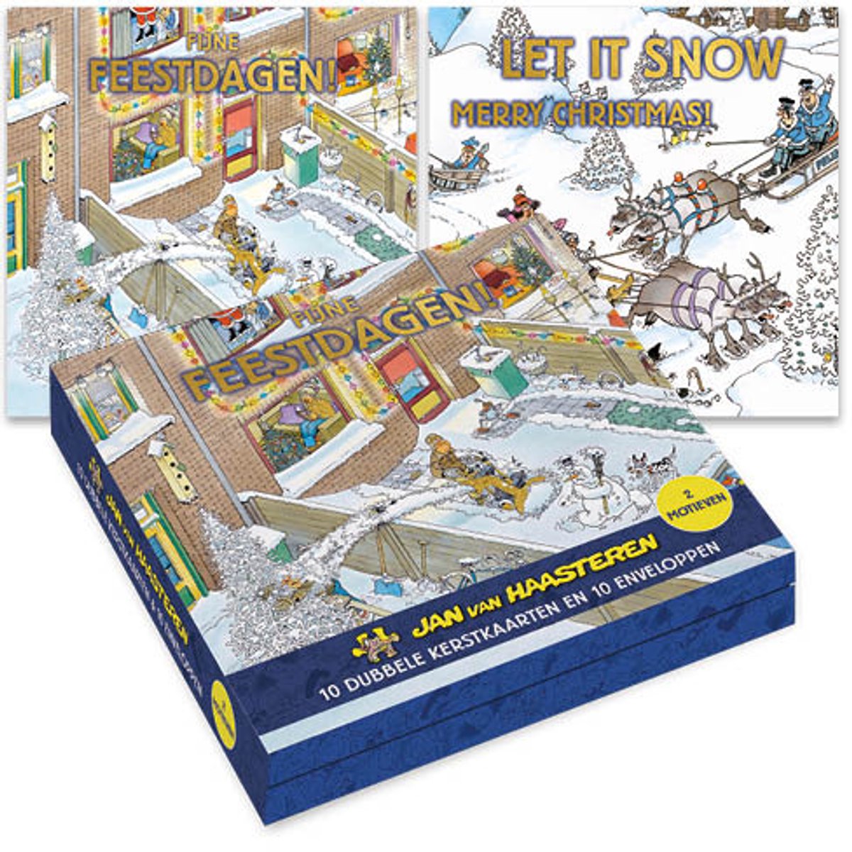 Jan van Haasteren kerstkaartenmapje - Slee�n - Sneeuw ruimen