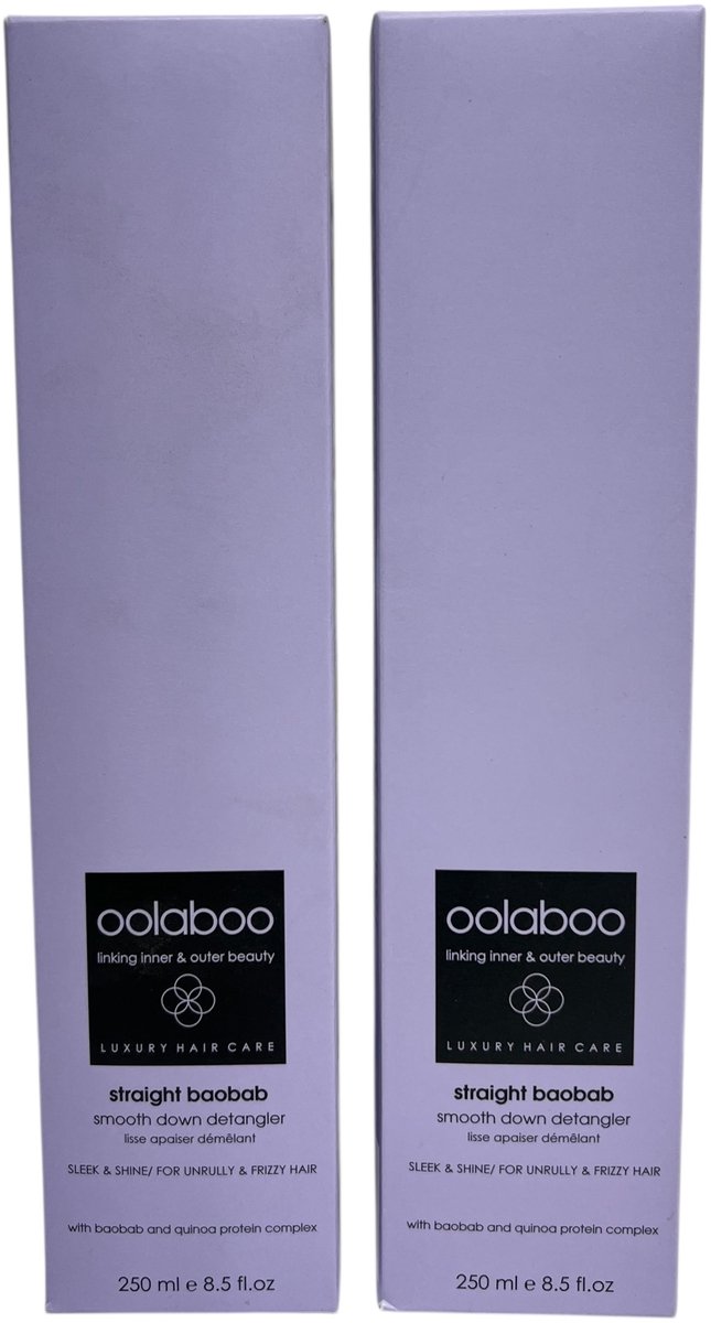 2x Oolaboo Straight Baobab Smooth Down Detangler 250 ml
