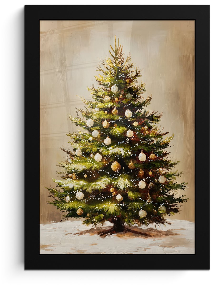 FrameYourWall Poster in lijst - Fotolijst 20x30 cm - Posters - Kerst - Sfeer - Groen - Posterlijst zwart - Decoratie - Wanddecoratie woonkamer - Muurdecoratie slaapkamer - Kerstversiering - Kerstdecoratie voor binnen - Kerstmis