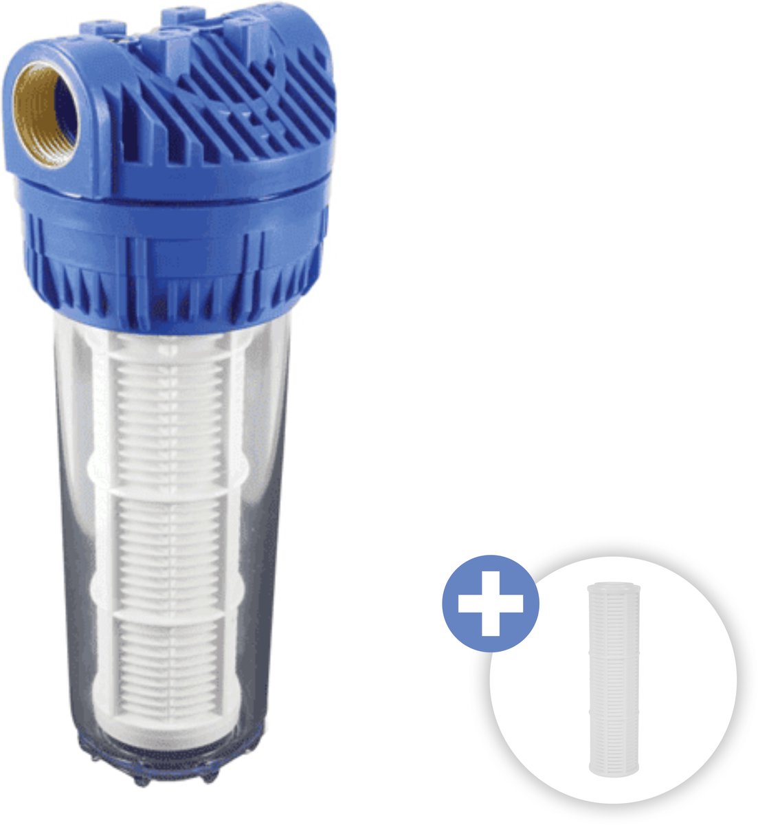 Deltaline - Waterfilter 10" met binnenfilter - Cartridgefilter kunststof - Binnendraad 3/4" - Incl. Beugel, Sleutel & Extra filter
