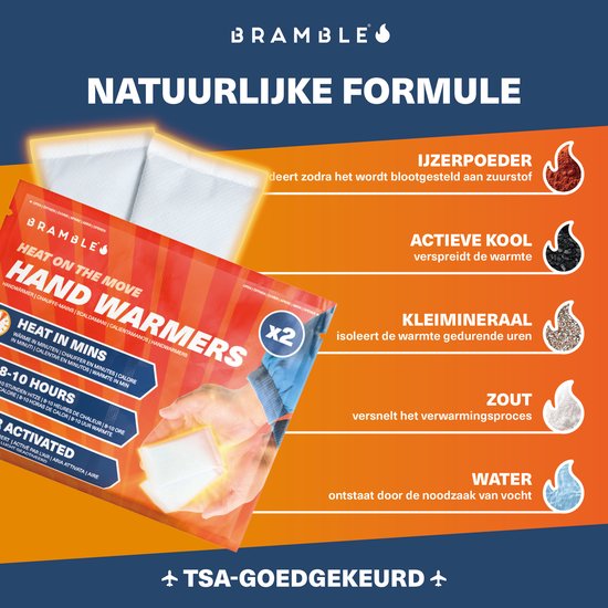 Bramble – 80 Handwarmers, Zak & Handschoen Warmers voor Fietsen, Wandelen, Voetbal Toeschouwers - 8 uur warmte