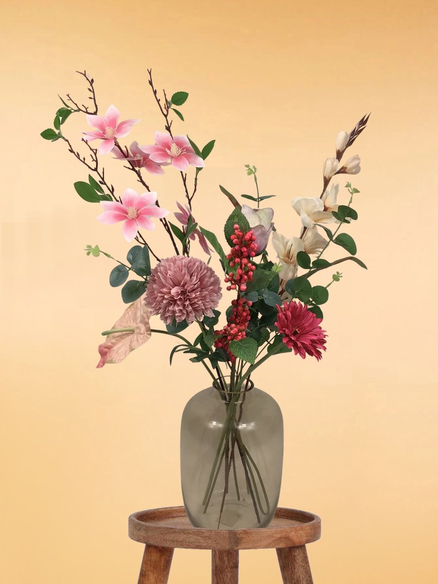 The Bloomistic® – Zijden Boeket – 70-80 cm hoog – Kunstbloemen – voor haar – nepbloemen – housewarming cadeau – decoratie – decoratie woonkamer