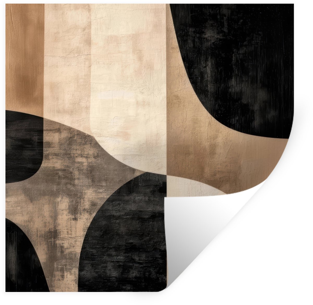Muurstickers - Sticker Folie - Abstract - Vlakken - Zwart - Rond - 100x100 cm - Plakfolie 