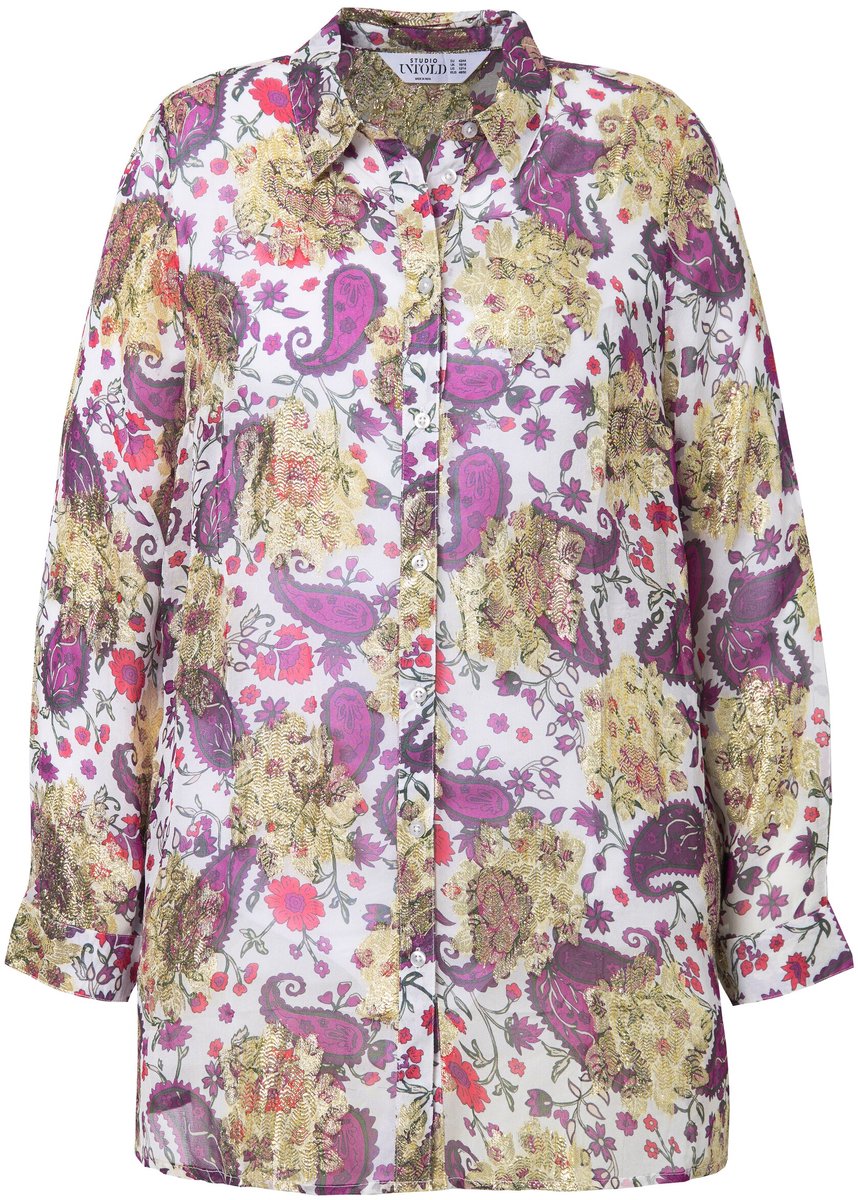 Studio Untold - Dames - Overhemdblouse boxy model paisleyprint - Donker magenta - Maat 42+