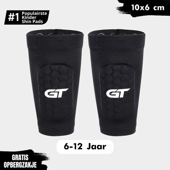 Protège-tibias GT Sleeve Junior – 10 cm x 6 cm – Intégrés – 6-12 ans – Accessoire d'entraînement ultra-léger pour le Voetbal – Comfort et liberté de mouvement – ​​Unisexe – Zwart