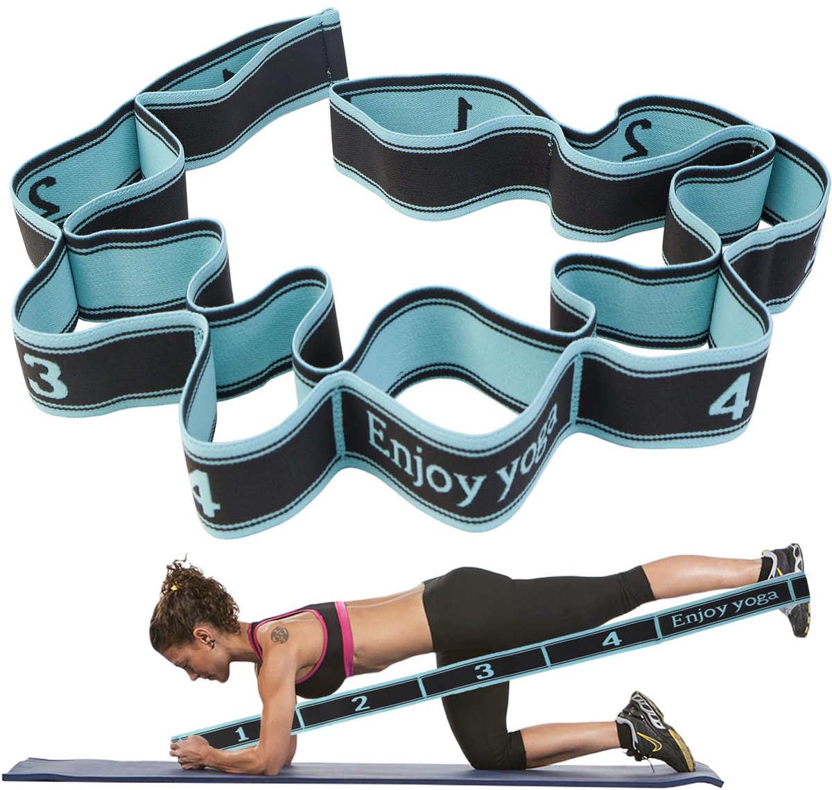 Ibenzoa® Elastische yoga stretchband met negen verstelbare lussen voor veelzijdige fitness