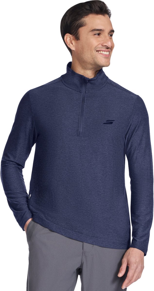 Skechers GoDri All Day 1/4 Zip, Mannen, Marineblauw, Sweatshirt, maat: M
