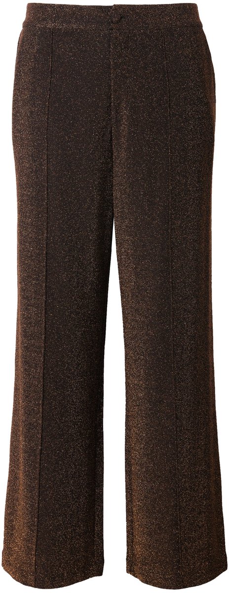 Studio Untold - Dames - Broek wijde pijpen hoge taille glitters - Hazelnoot - Maat 42