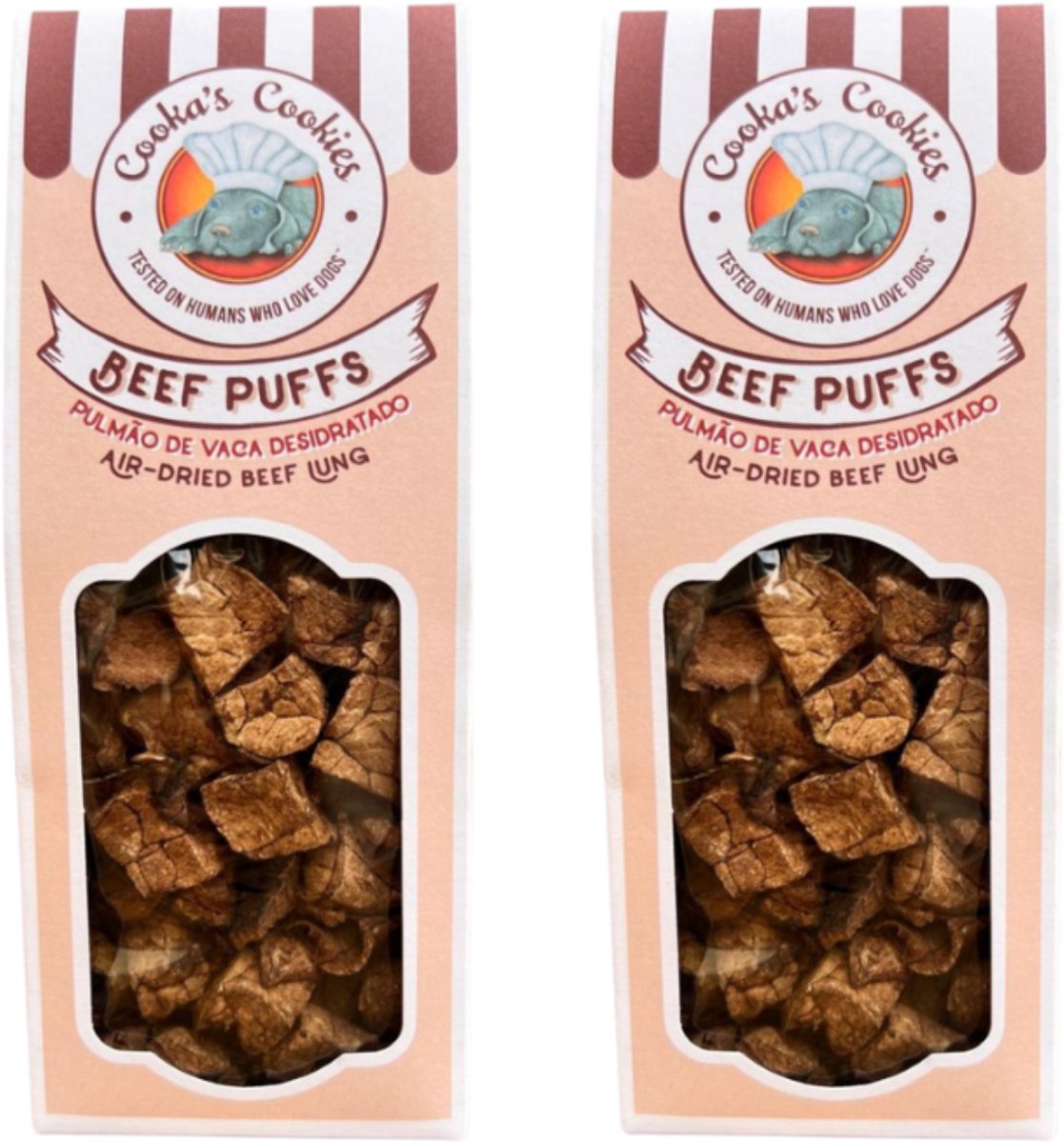 Cooka Cookie's- 100% natuurlijke hondensnacks - gedroogde runder longen - 2-PACK 140 g