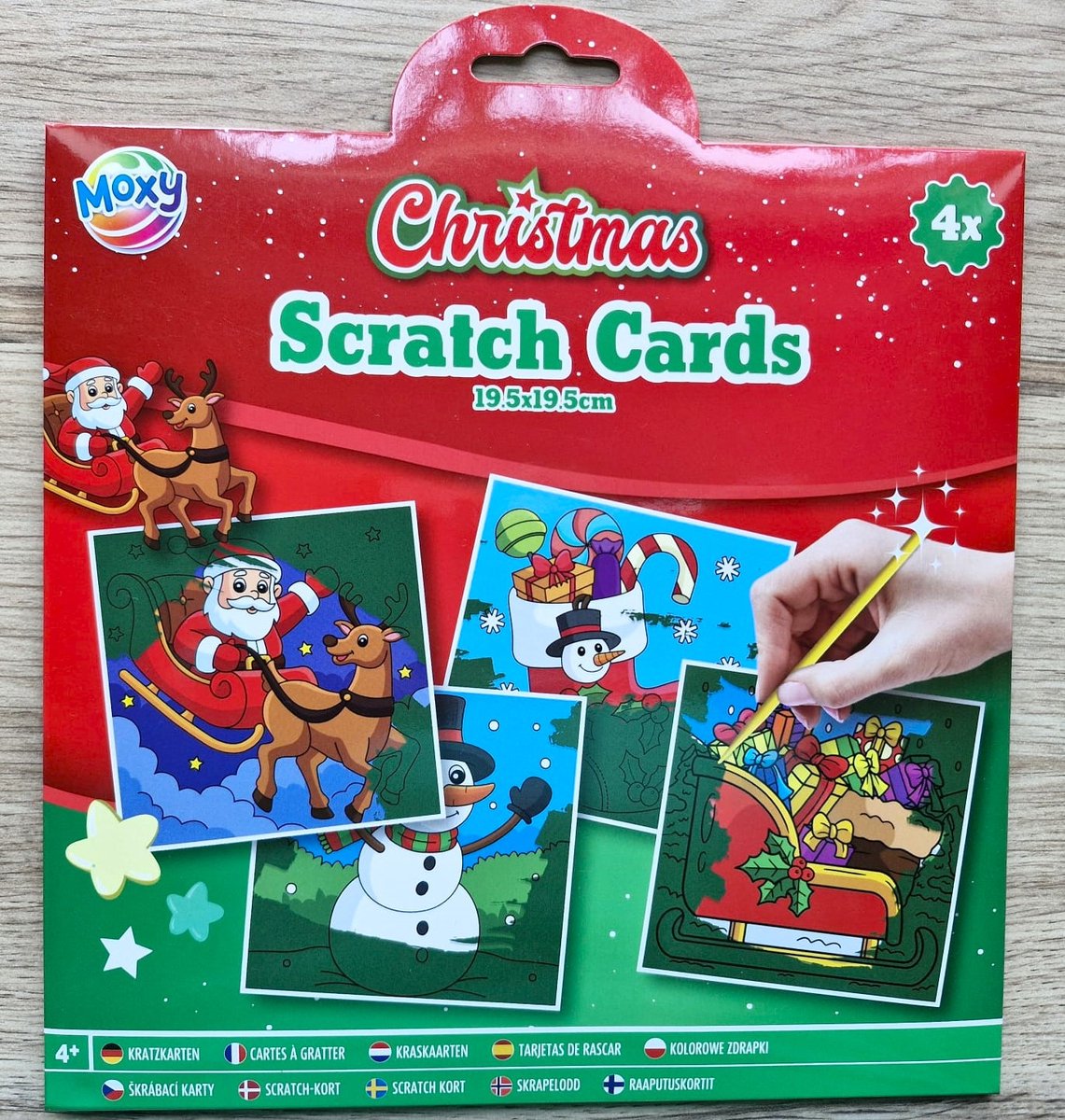 CCG Kerst kraskaarten - Kerstbal krassen - Set van 4 met kraspen - Vanaf 3 jaar