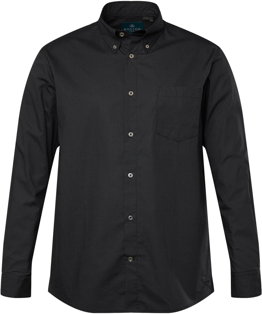 Boston Park - Heren - Overhemd lange mouwen minimalistisch motief Comfort Fit - Zwart - Maat 8XL