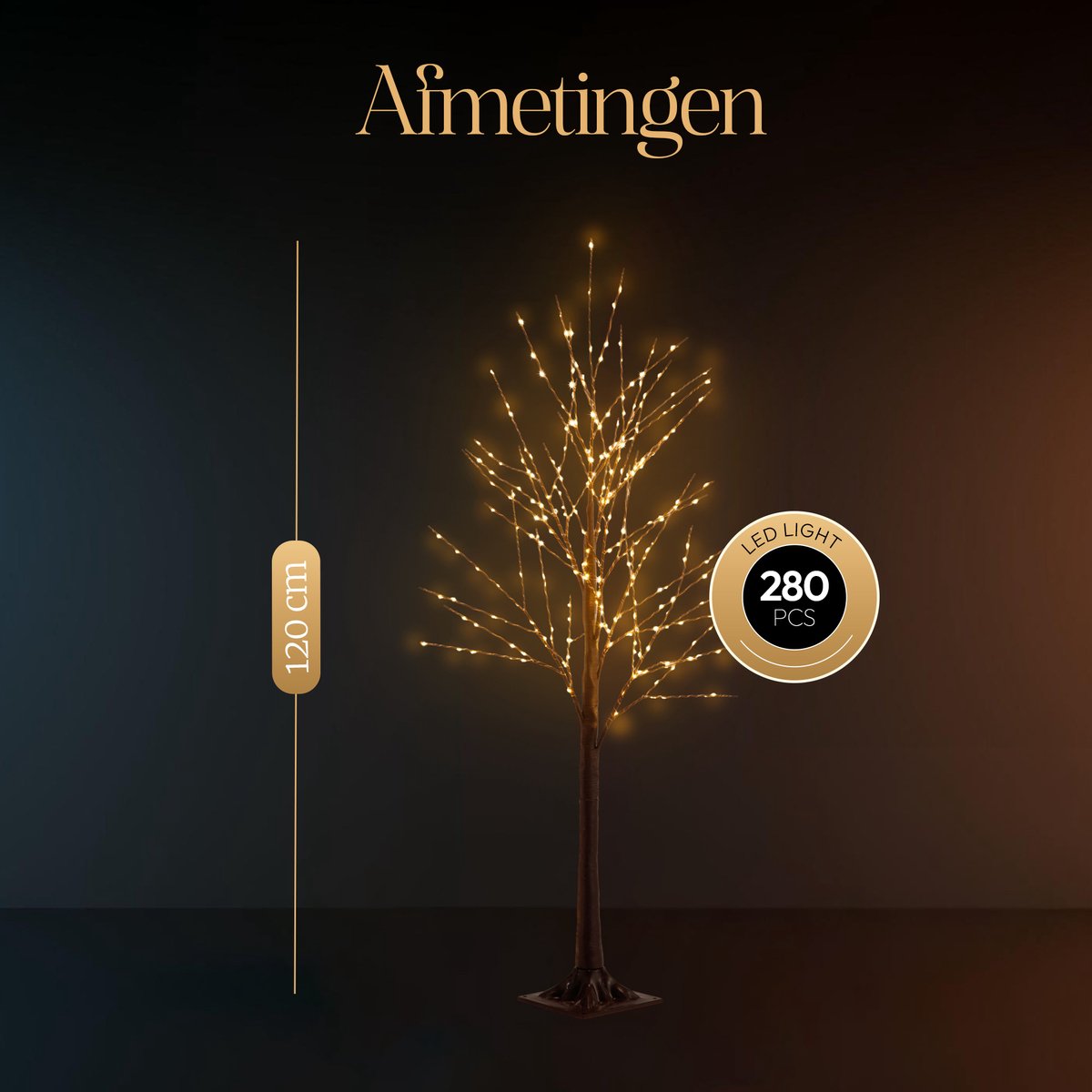 Meisterhome® LED Lichtboom - Kerstboom met LED lampjes - 120 cm - 280 LEDS – IP44 - Warm wit - Kerstverlichting voor binnen en buiten – met Timer - Verlichting - Kerstversiering – Kerstdecoratie – Lichtboom – Lichttakken – LED boom – foto 3